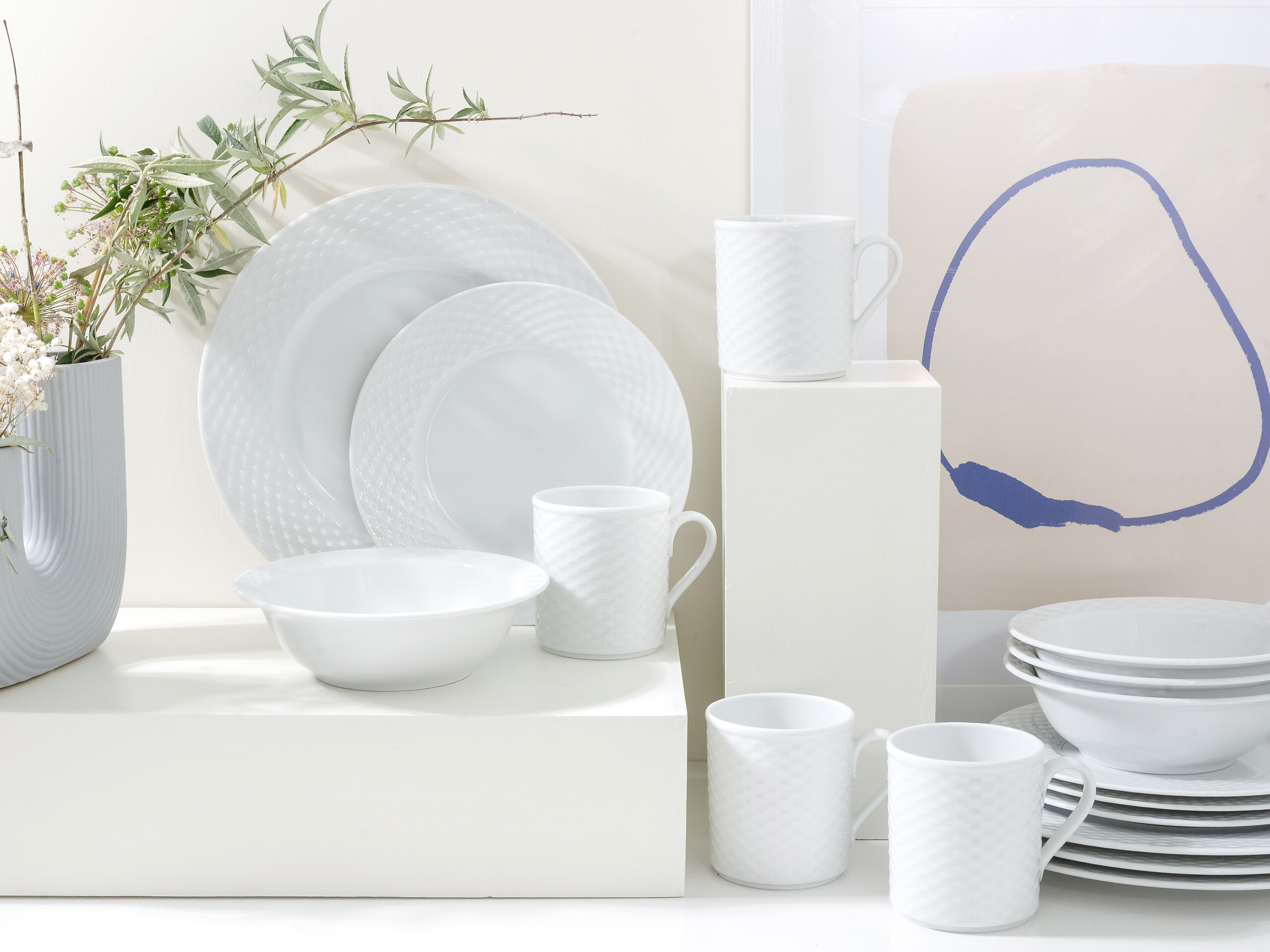 CreaTable Kombiservice Polo weiß Porzellan 16 tlg.