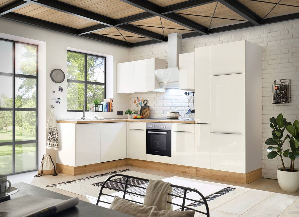 Respekta Winkelküche Marleen weiß Hochglanz B/H/T: ca. 310x211x170 cm