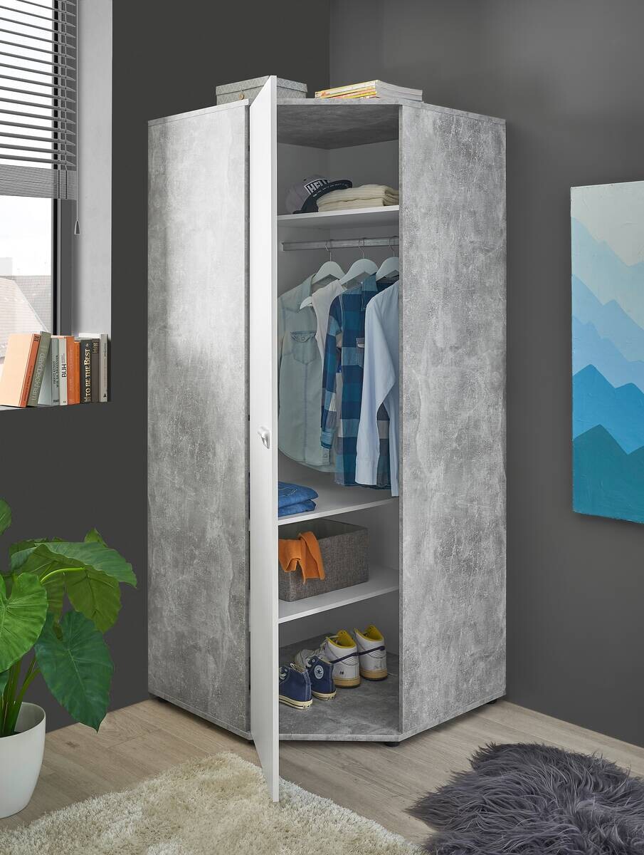Eckschrank Matino Beton B/H/T: ca. 84x191x84 cm