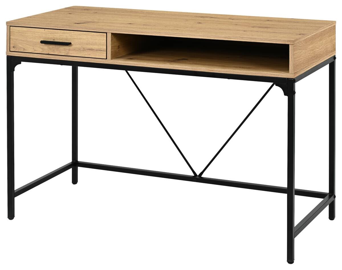 Schreibtisch Faya Eiche Artisan Nachbildung schwarz B/H/T: ca. 110x75x48 cm