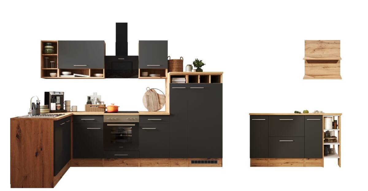 Respekta Winkelküche Hilde grau matt B/H/T: ca. 310x205x172 cm