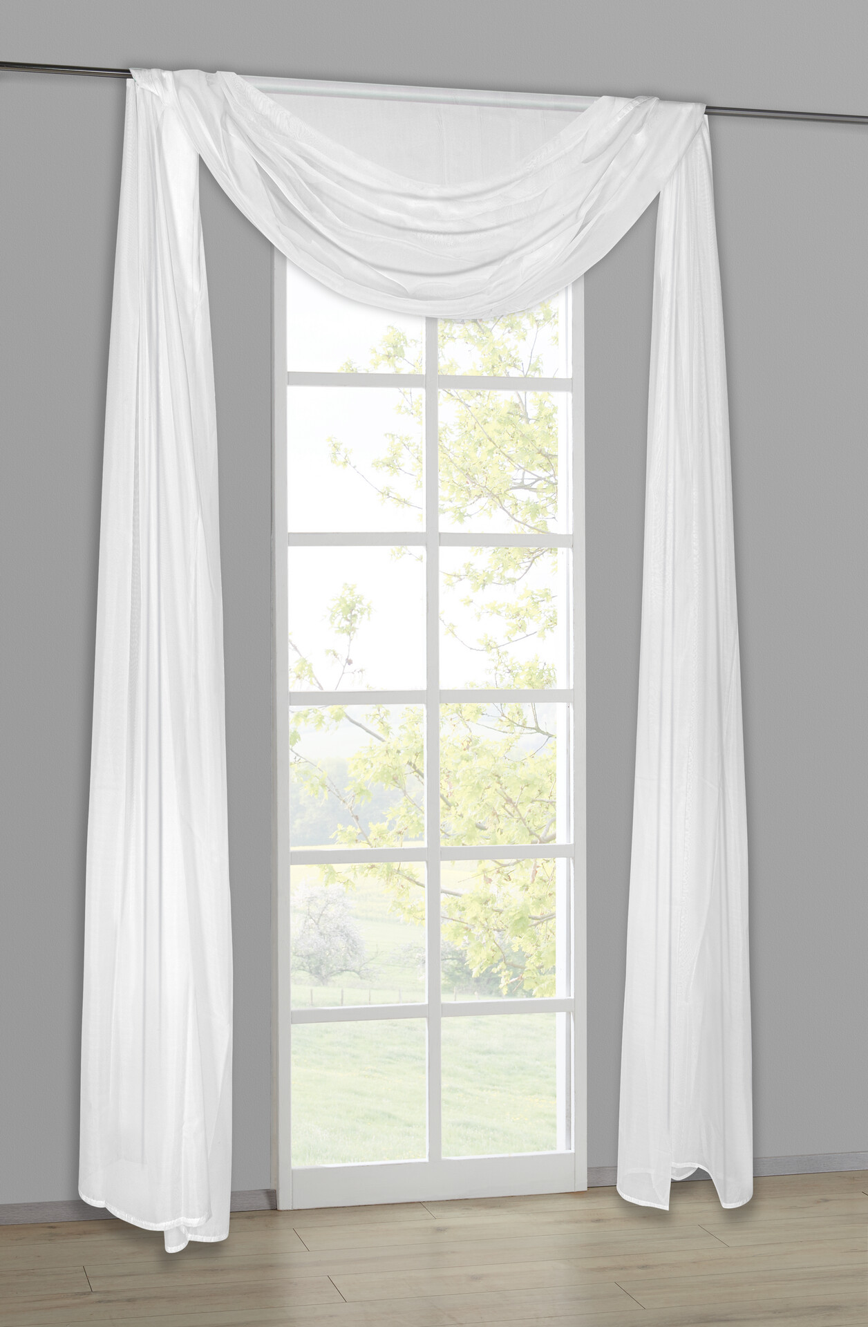 POCOline Schlaufenvorhang Nouveau weiß B/L: ca. 145x500 cm