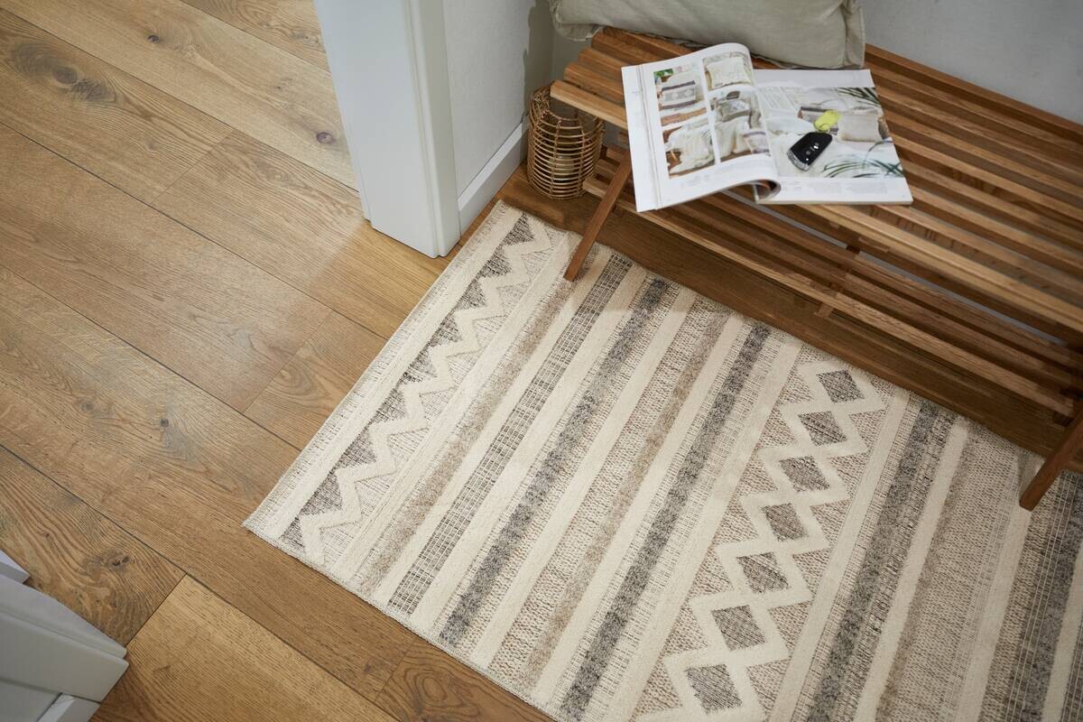 Webteppich Crosby Cremegrau B/L: ca. 80x150 cm