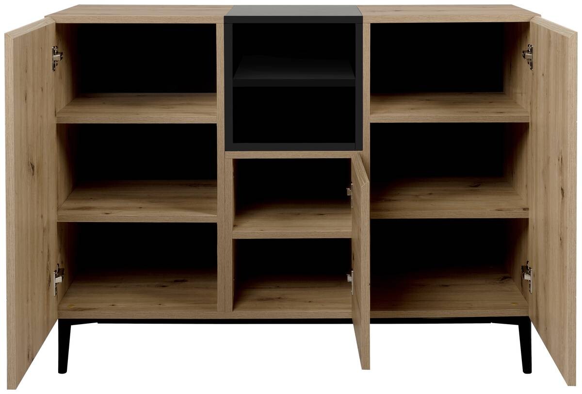 Kommode Nola Eiche Artisan Nachbildung schwarz B/H/T: ca. 120x90x42 cm