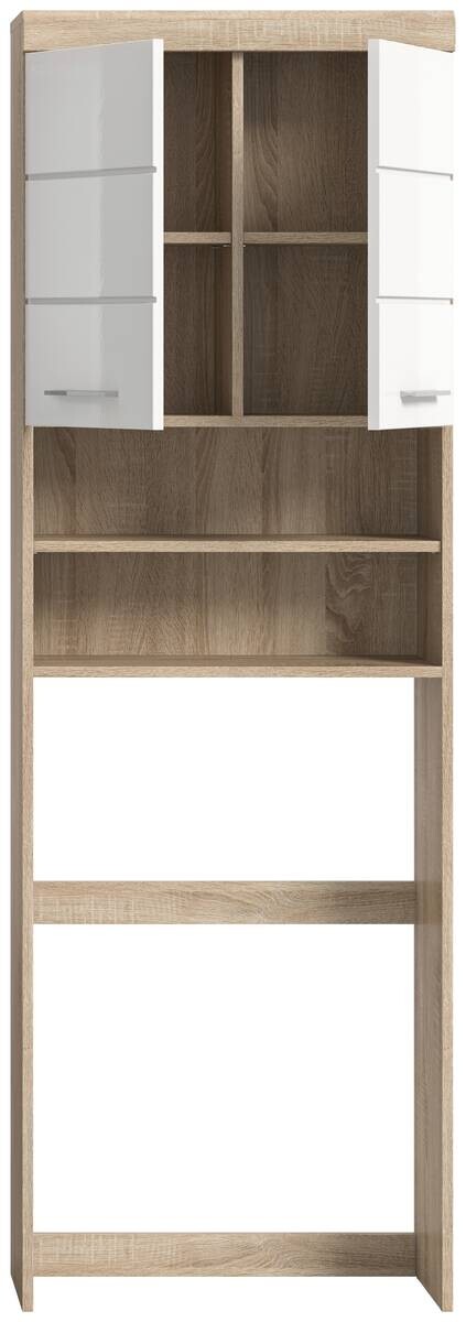 Waschmaschinenumbauschrank Lambada Eiche Sonoma Nachbildung weiß Hochglanz B/H/T: ca. 63x191x24 cm