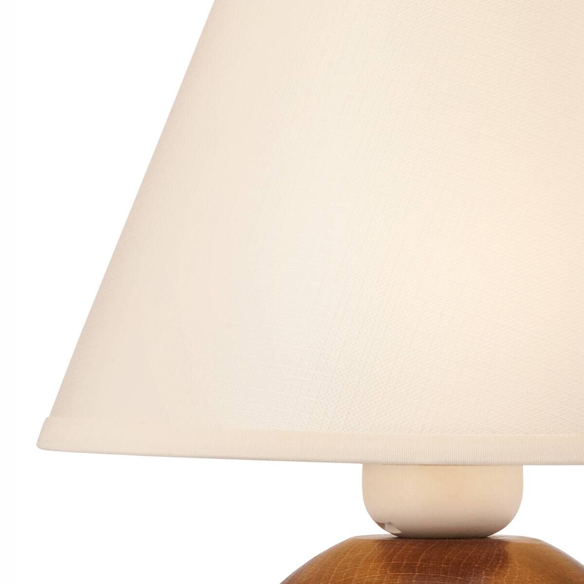 Lamkur Tischleuchte Ball natur Stahl Holz Stoff H/L: ca. 24x19 cm E27 1 Brennstellen