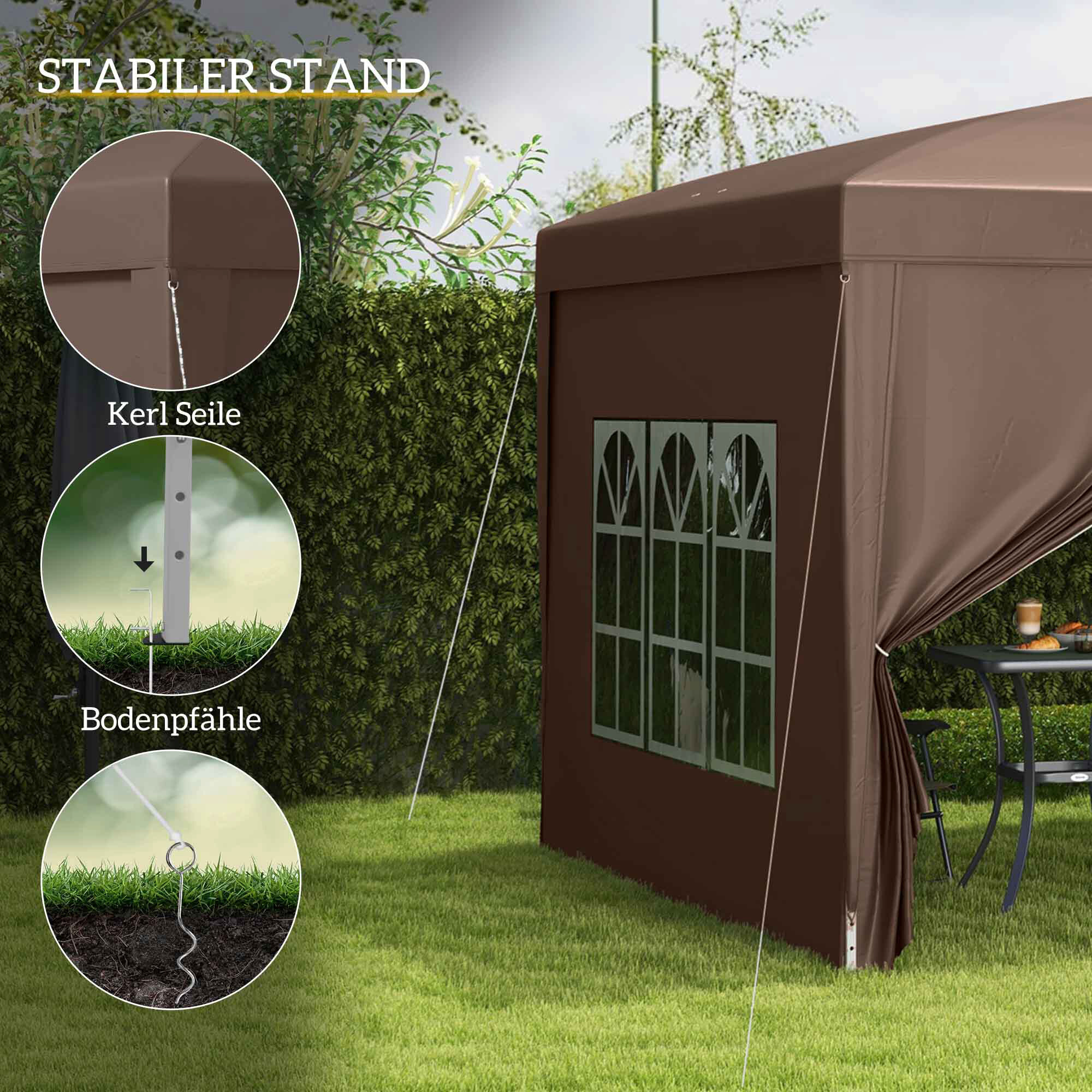 Outsunny Pavillon kaffee Polyester B/H/L: ca. 295x258x295 cm