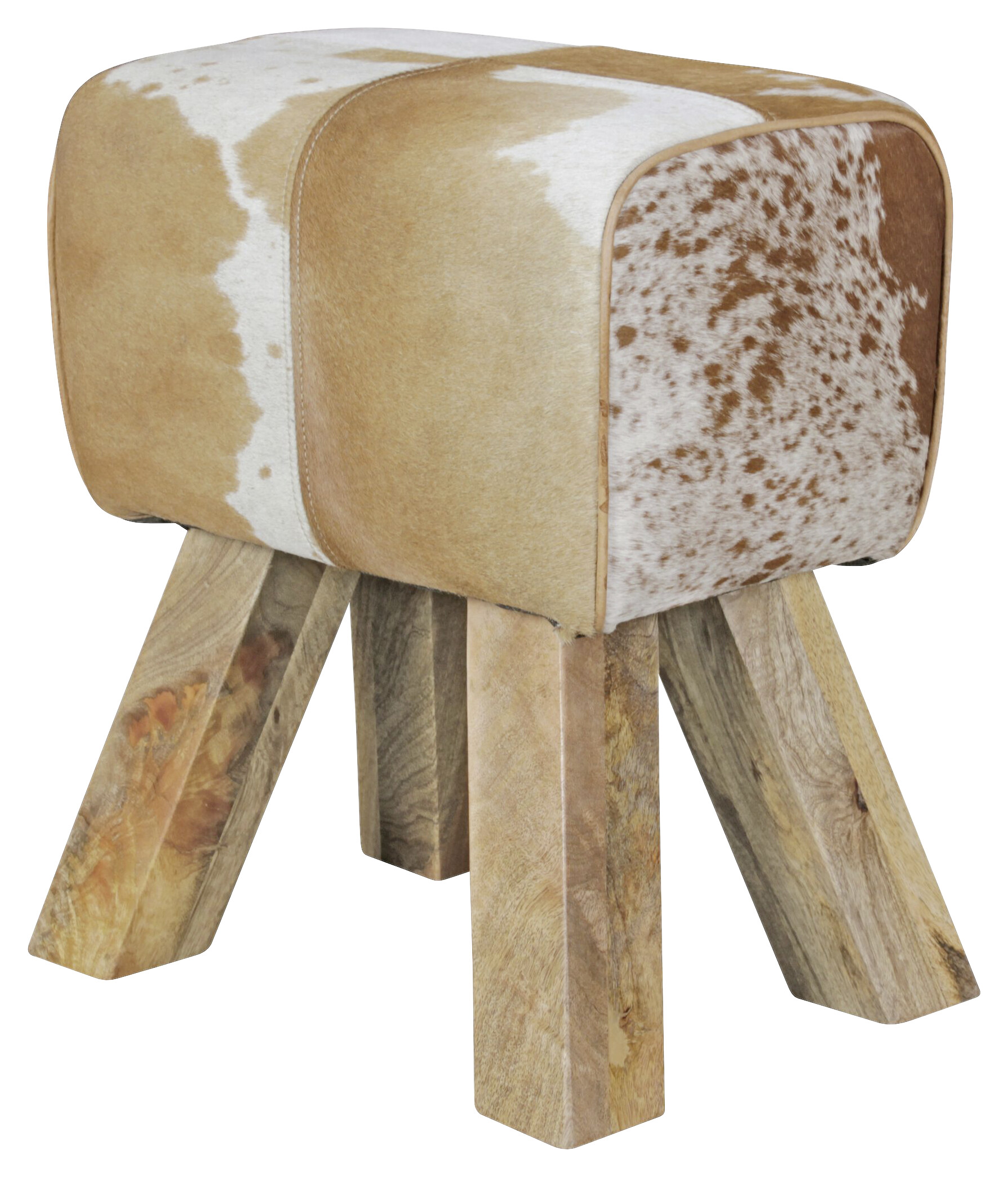 Wohnling Sitzhocker natur natur Leder Echtholz B/H/T: ca. 40x47x25 cm