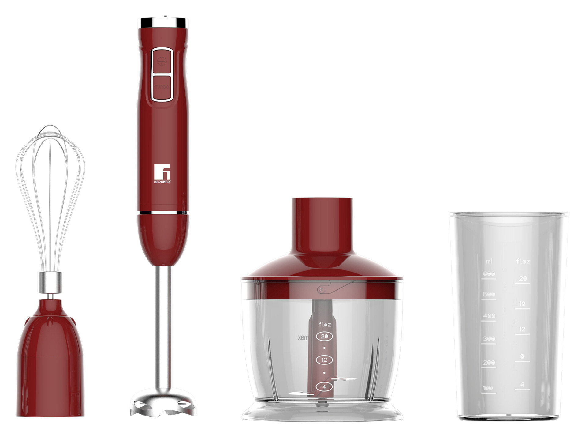 BERGNER Stabmixer-Set rot braun Edelstahl B/H/L: ca. 14,2x23x24,2 cm BERGNER Stabmixer-Set rot braun Edelstahl B/H/L: ca. 14,2x23x24,2 cm