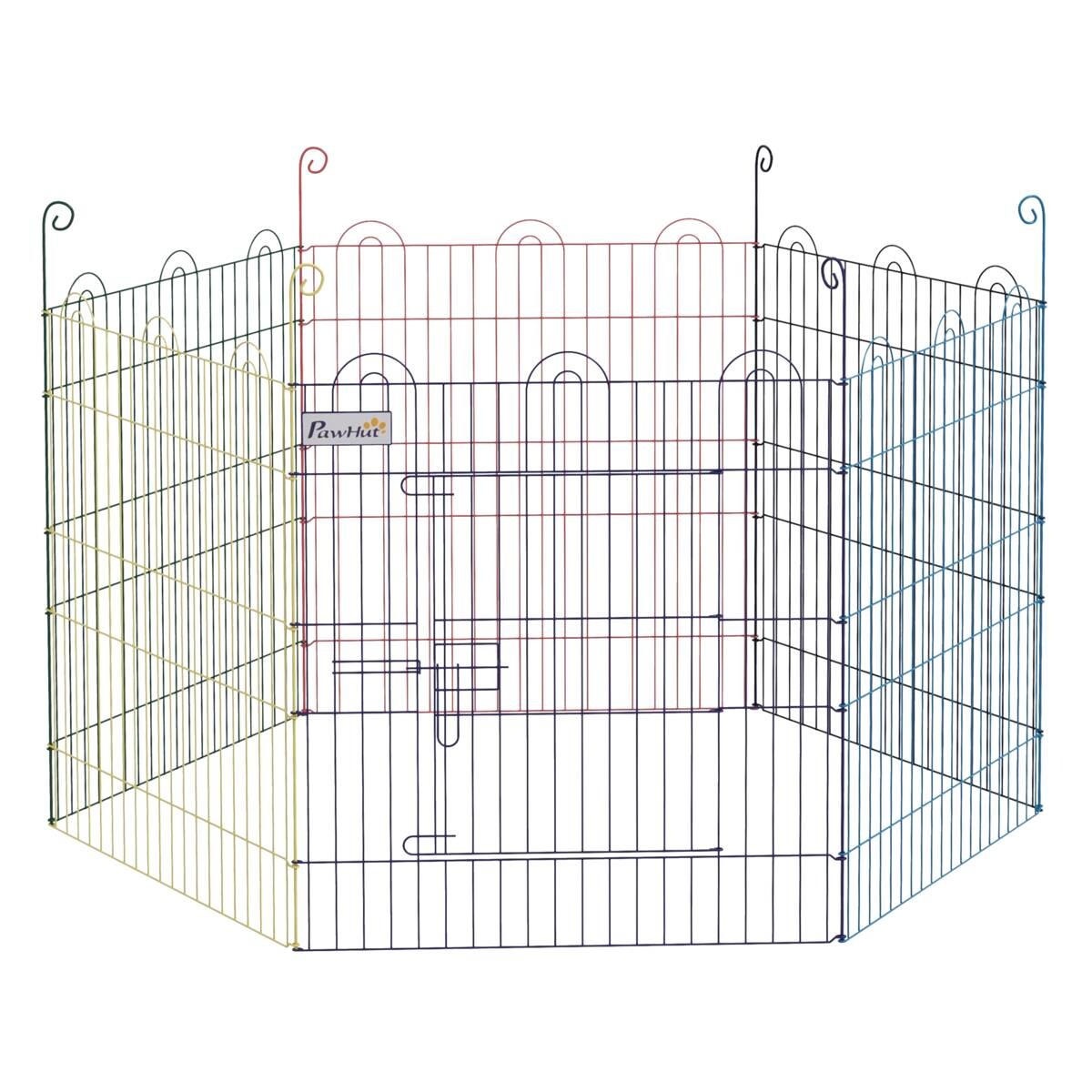 PawHut Welpenauslauf bunt Metall B/H/L: ca. 120x60x120 cm