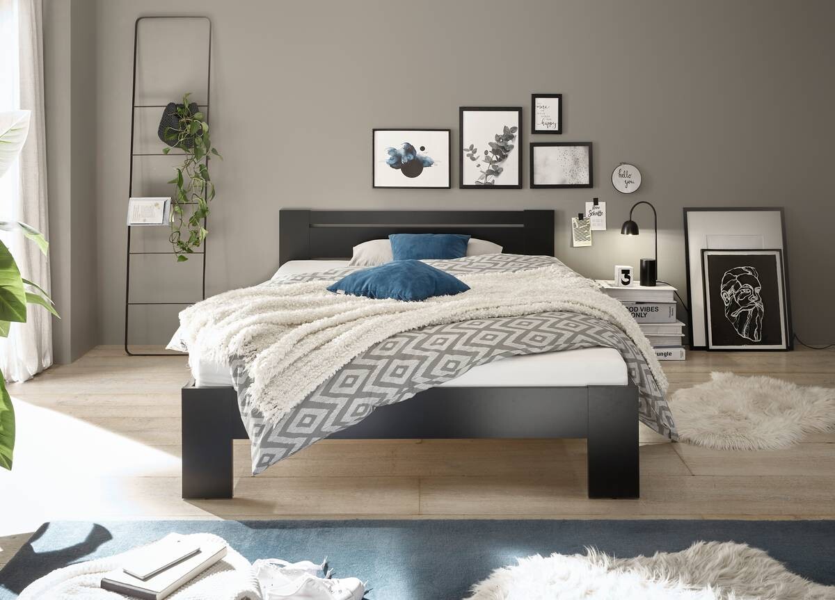 Futonbett Cannes schwarz Liegefläche B/L: ca. 140x200 cm