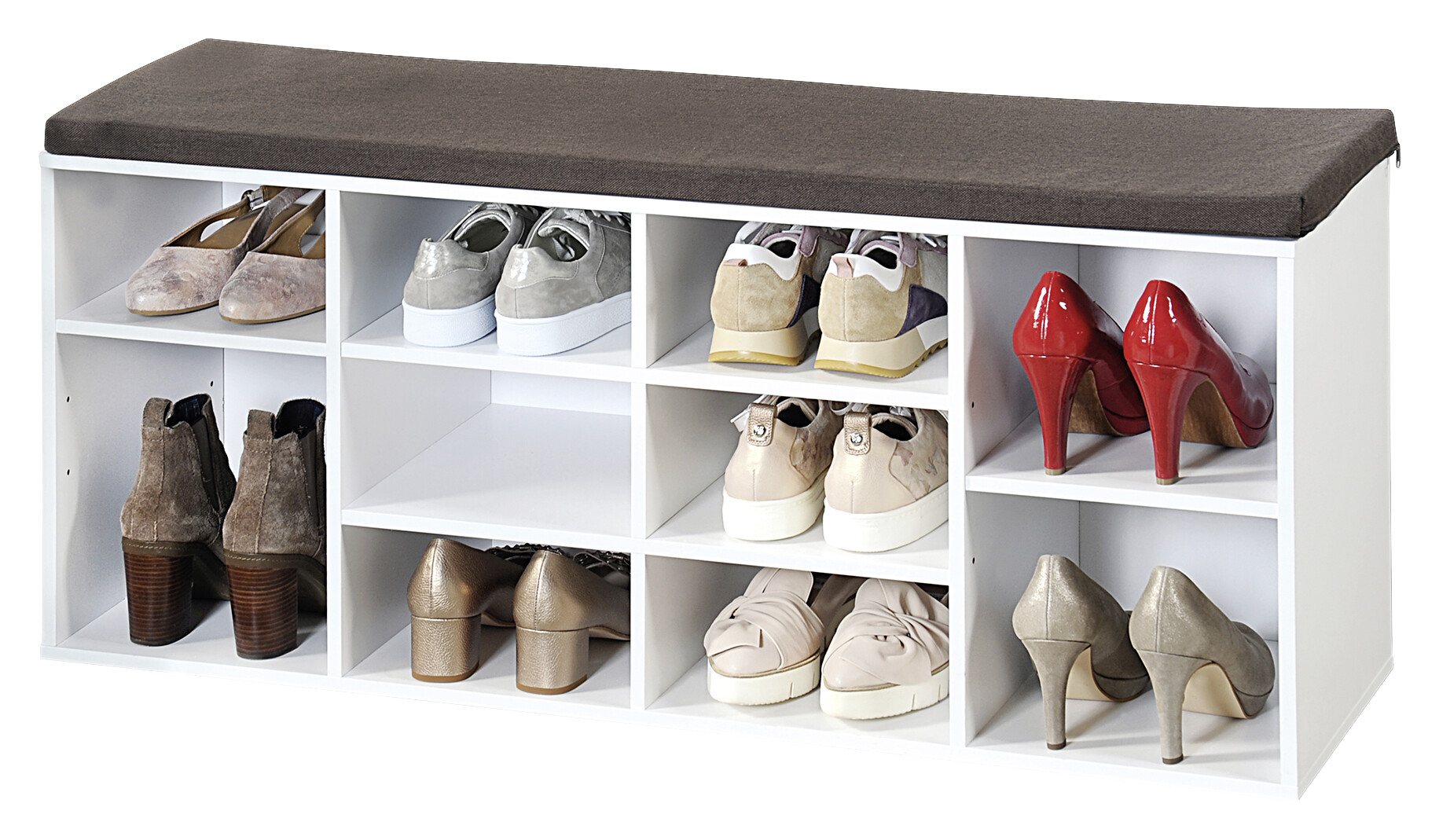 Kesper Schuhschrank mit Sitzkissen weiß Spanplatte B/H/L: ca. 29,5x48x103,5 cm