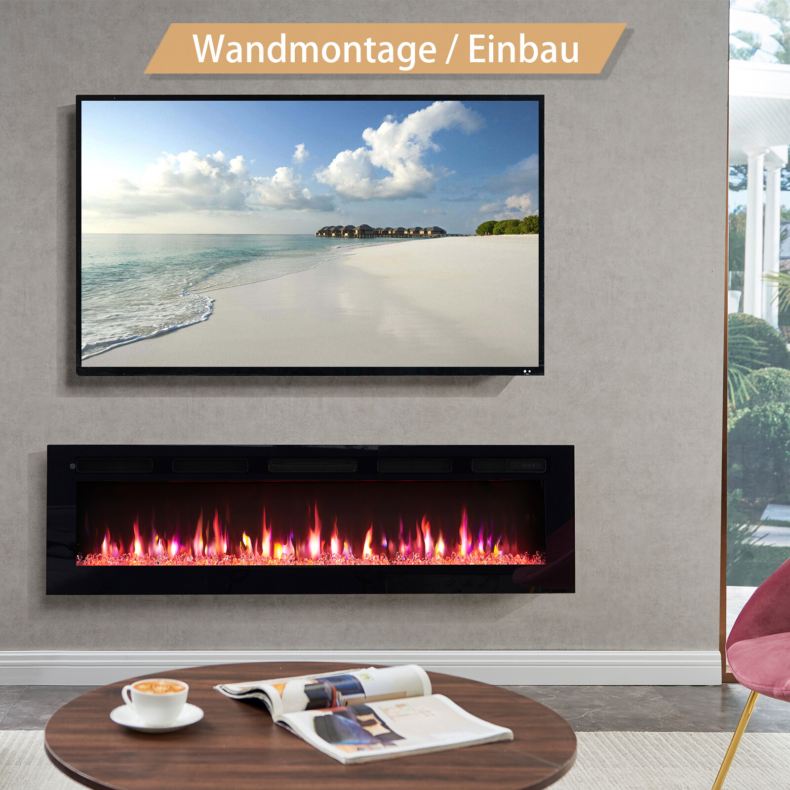 Balderia Elektrischer-Kamin Leif  60 B/H/T: ca. 142,5x38,6x13,8 cm ca. 2000 W