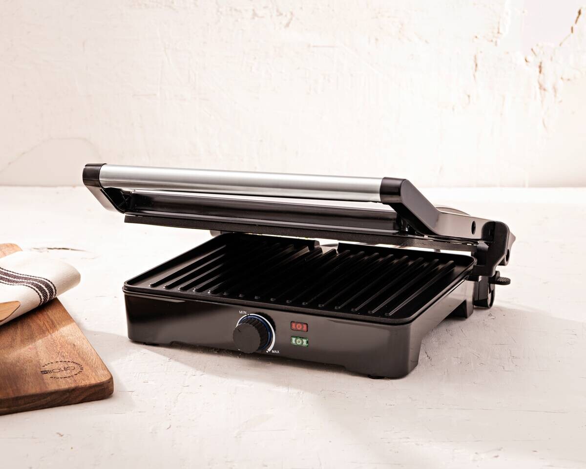 BERGNER Kontaktgrill silber B/H/L: ca. 15x37x38 cm