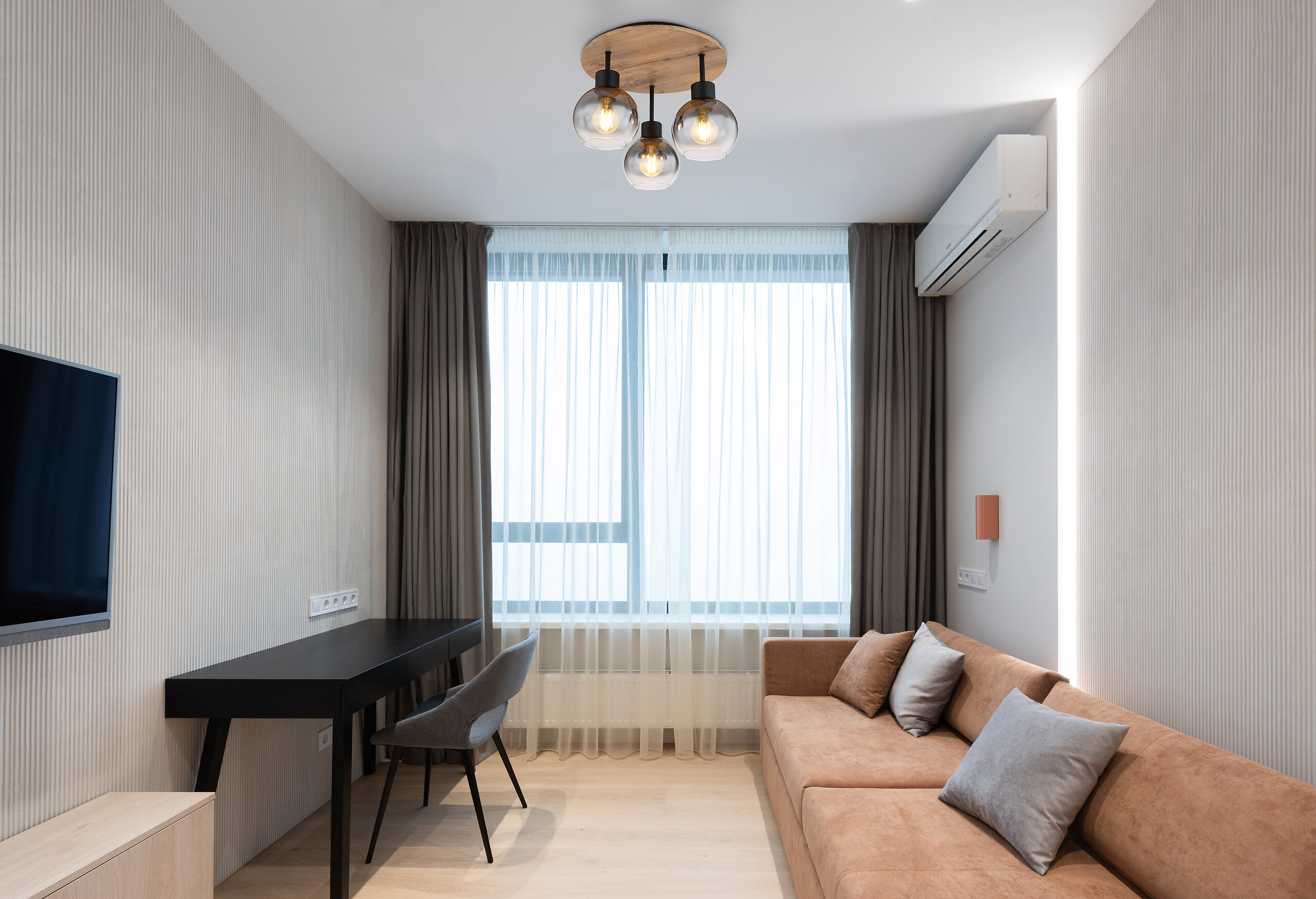 GLOBO Deckenleuchte 15656-3DR Rauch schwarz natur klar Glas Metall MDF H/D: ca. 38x38 cm E27 3 Brennstellen