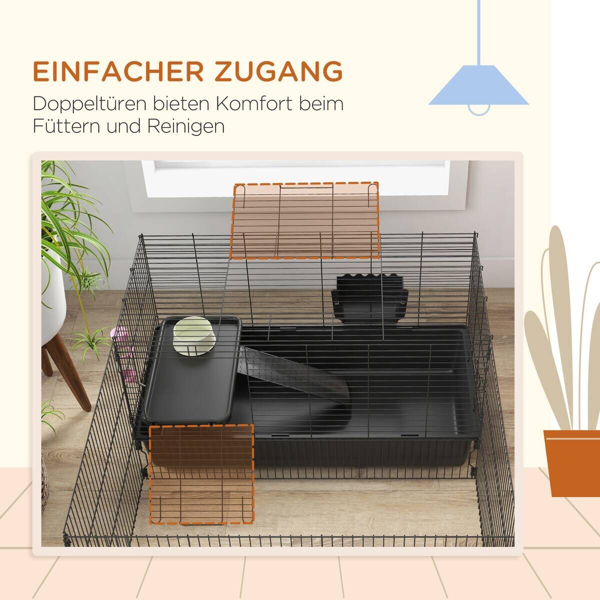 PawHut Kleintierkäfig schwarz Stahl B/H/L: ca. 99x54x112,5 cm