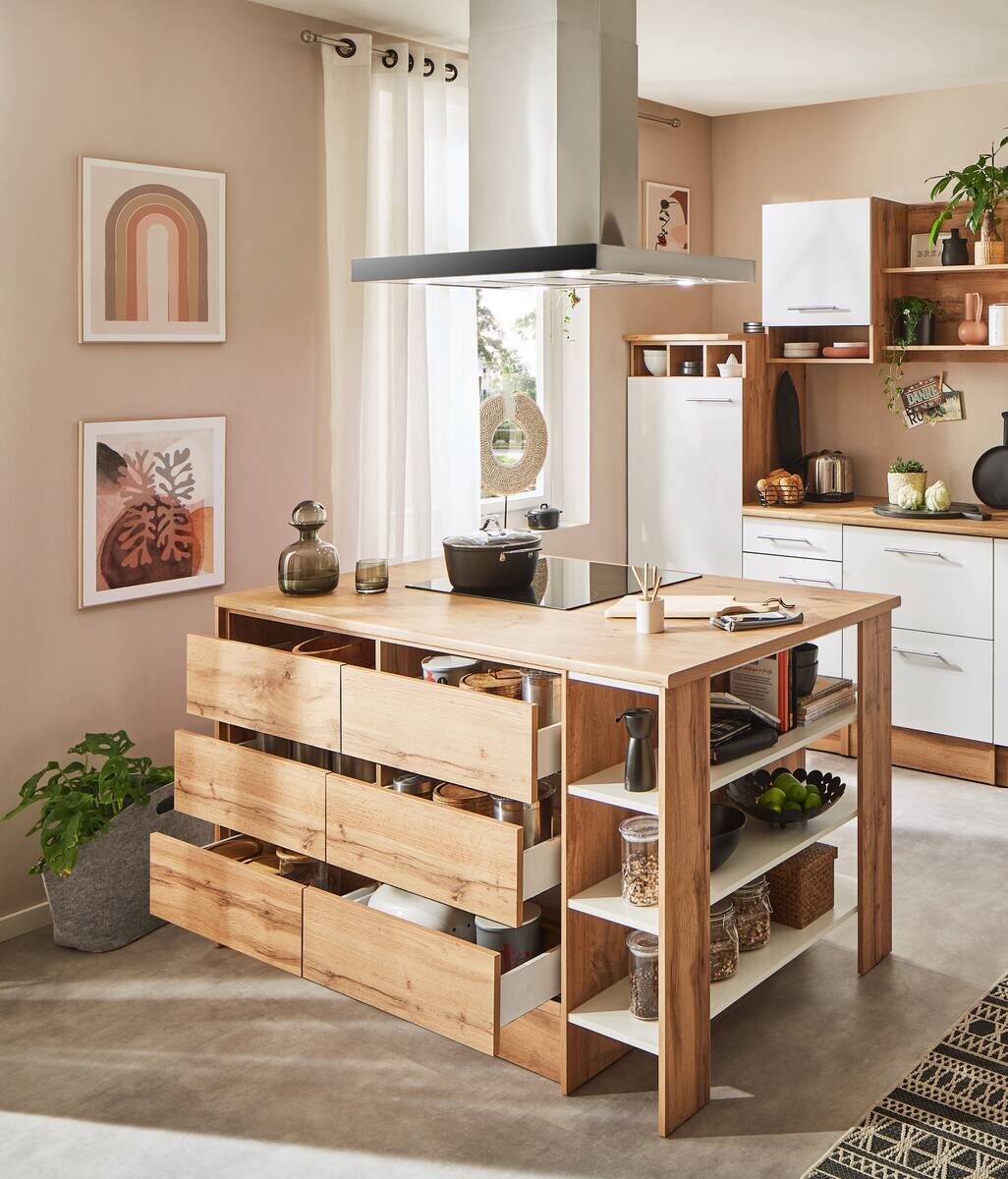 Respekta Inselküche Hilde weiß matt B/H/T: ca. 280x205x172 cm