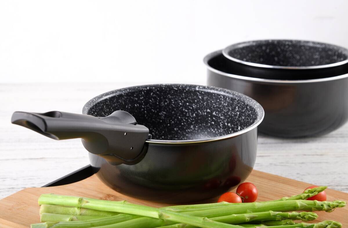 BERGNER Topfset Click & cook black schwarz Aluminium 4 tlg.