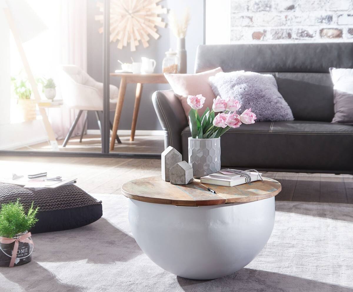 Wohnling Couchtisch weiß B/H/T: ca. 60x34x60 cm