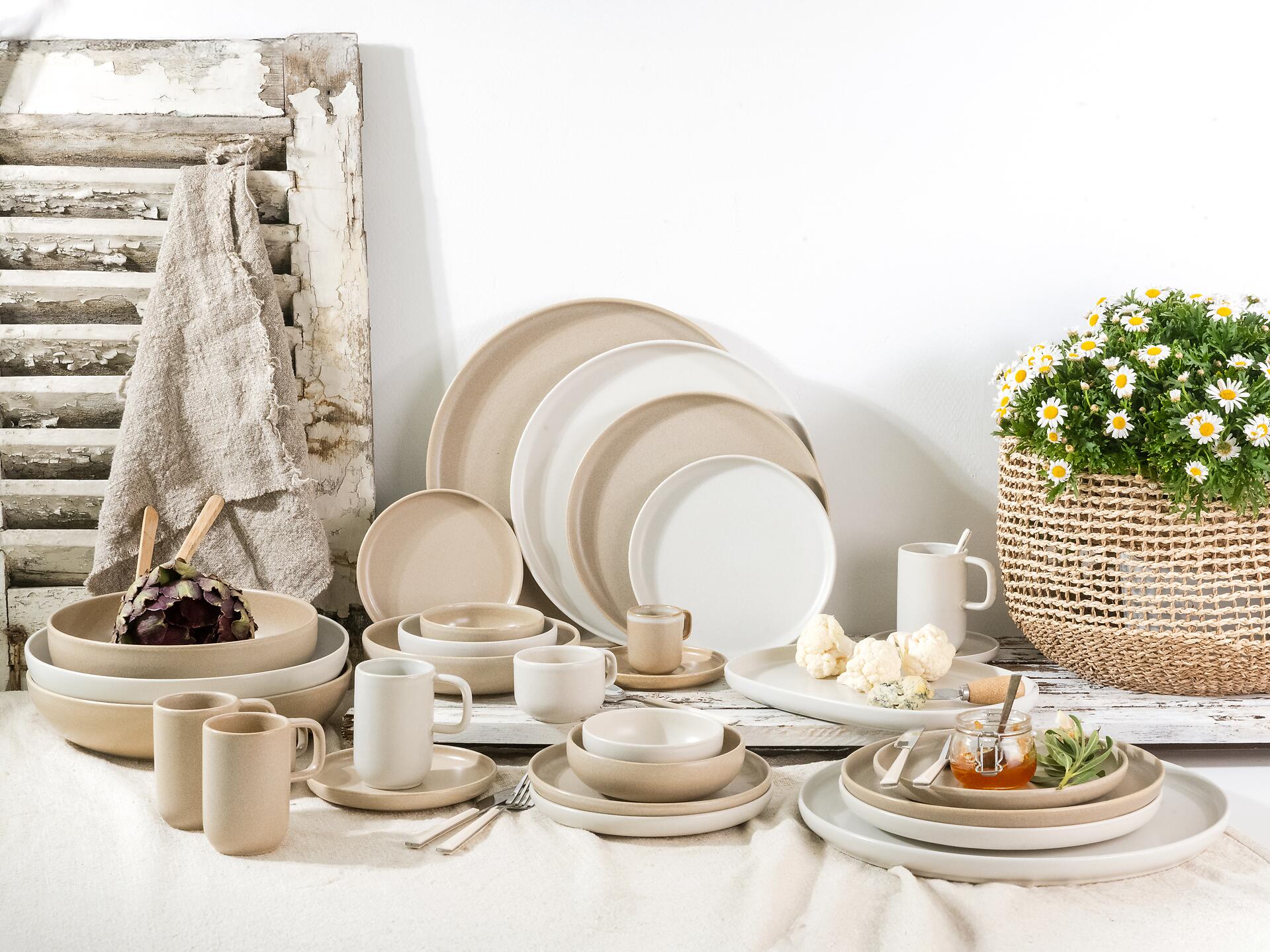 CreaTable Tafelservice Uno Toscana mehrfarbig Steinzeug 12 tlg.