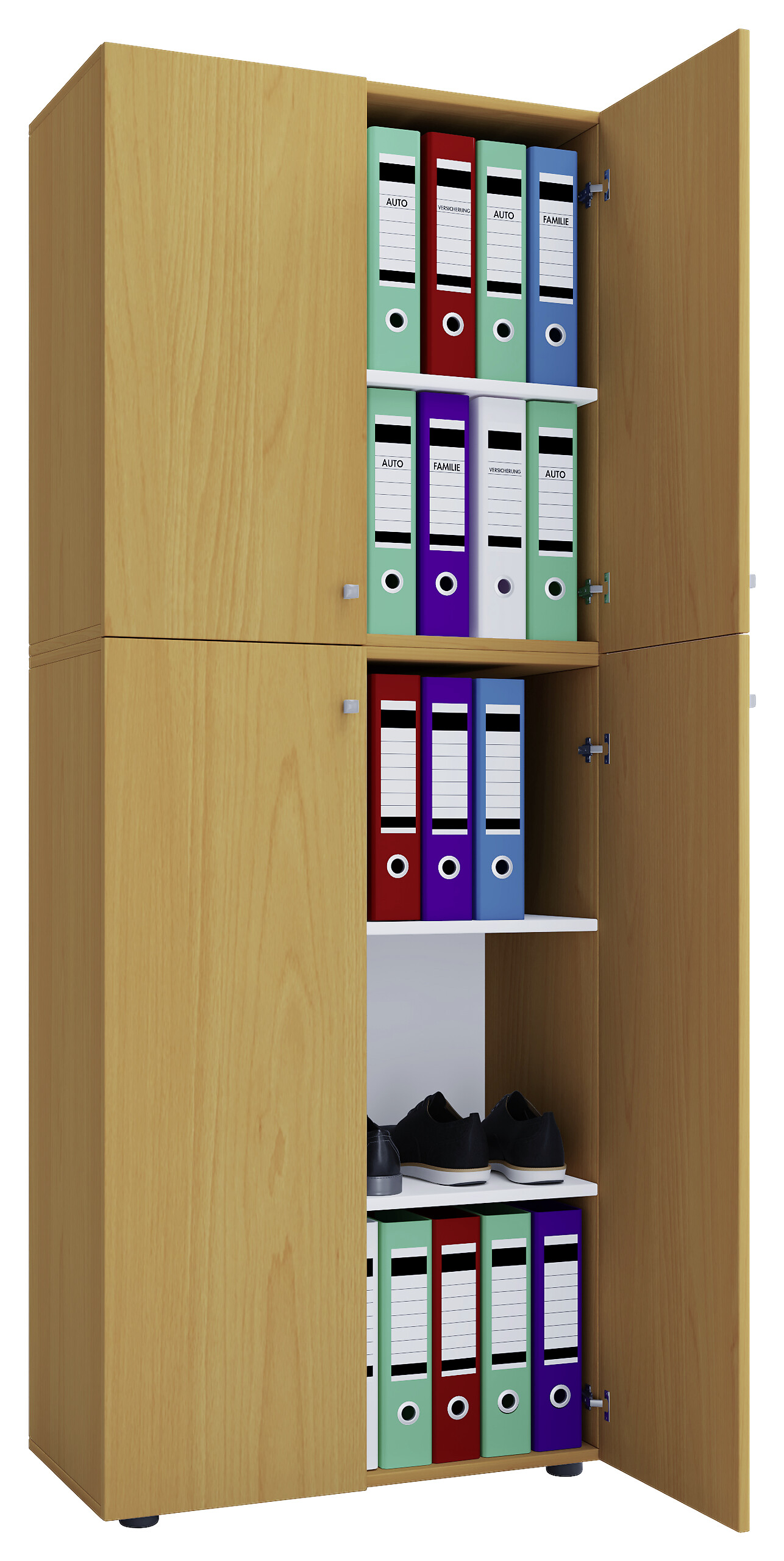 Büroschrank Lona XXL buche Nachbildung weiß B/H/T: ca. 70x183x39 cm