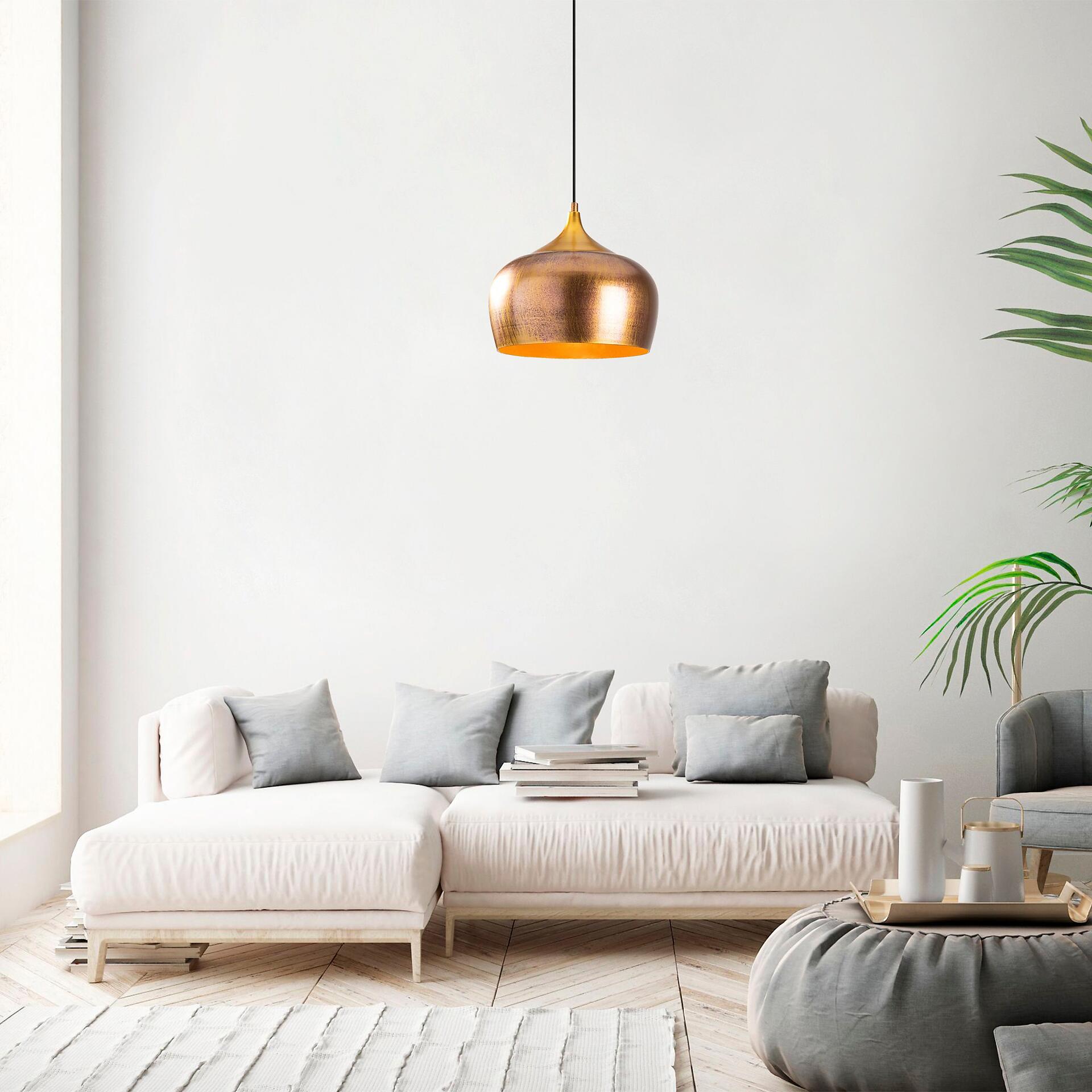 Opviq Pendelleuchte Berceste gold Metall B/H/T/L/D: ca. 30x123x30x30x30 cm E27 1 Brennstellen