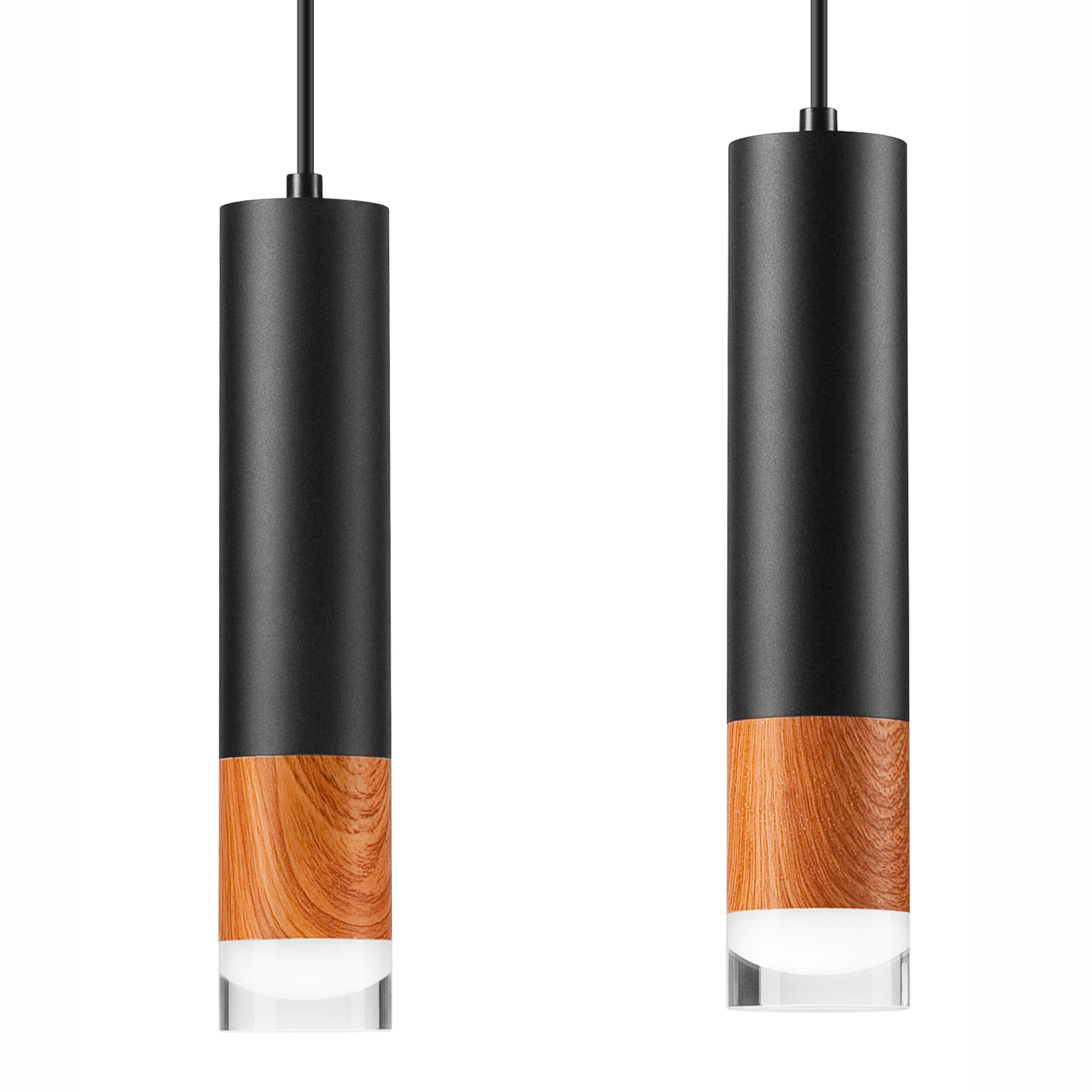 Lamkur Pendelleuchte schwarz Glas Stahl B/H/L: ca. 8x105x30 cm GU10 2 Brennstellen