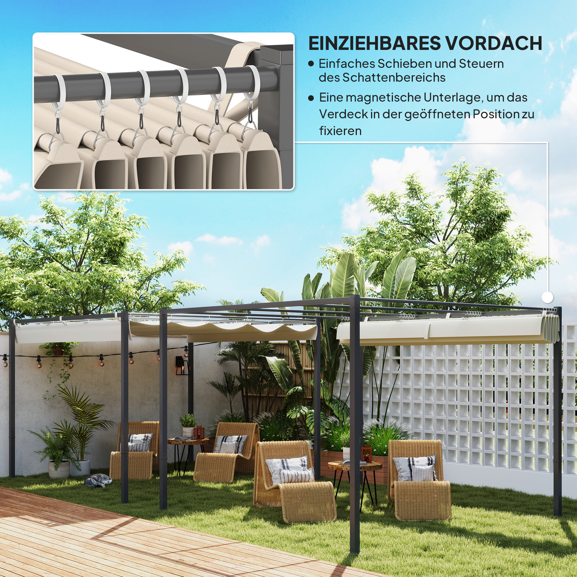 Outsunny Pergola beige Metall B/H/L: ca. 297x221x298 cm
