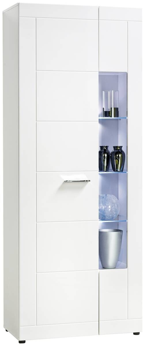 Standvitrine Atlanta weiß weiß Hochglanz B/H/T: ca. 75x194x40 cm