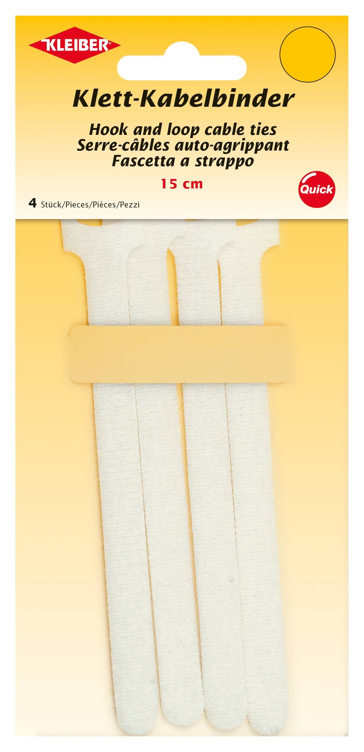 Kleiber Klett-Klebeband weiß L: ca. 15 cm 4 Packstücke