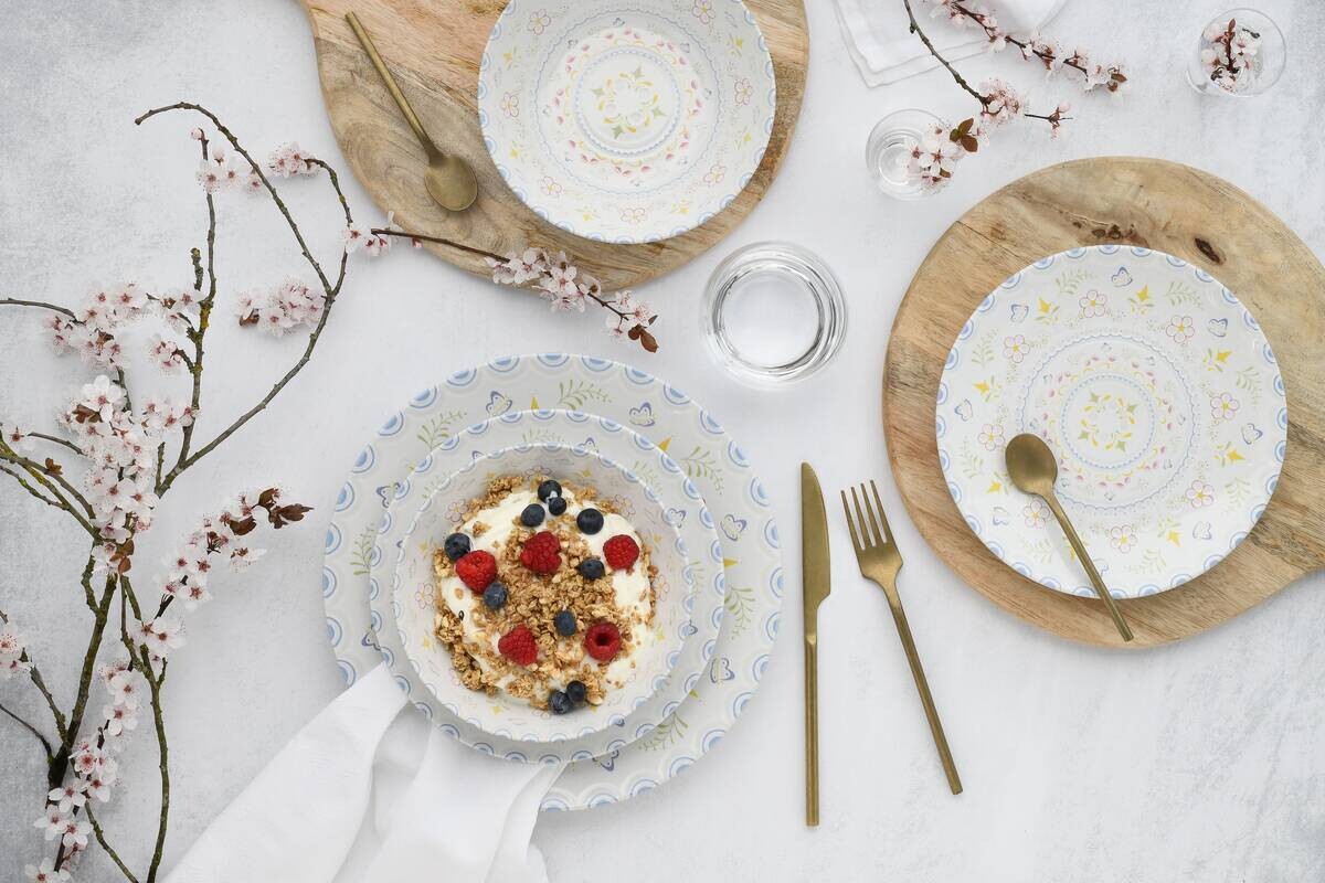 CreaTable Tafelservice Primavera Pastell pastell Steinzeug 12 tlg.