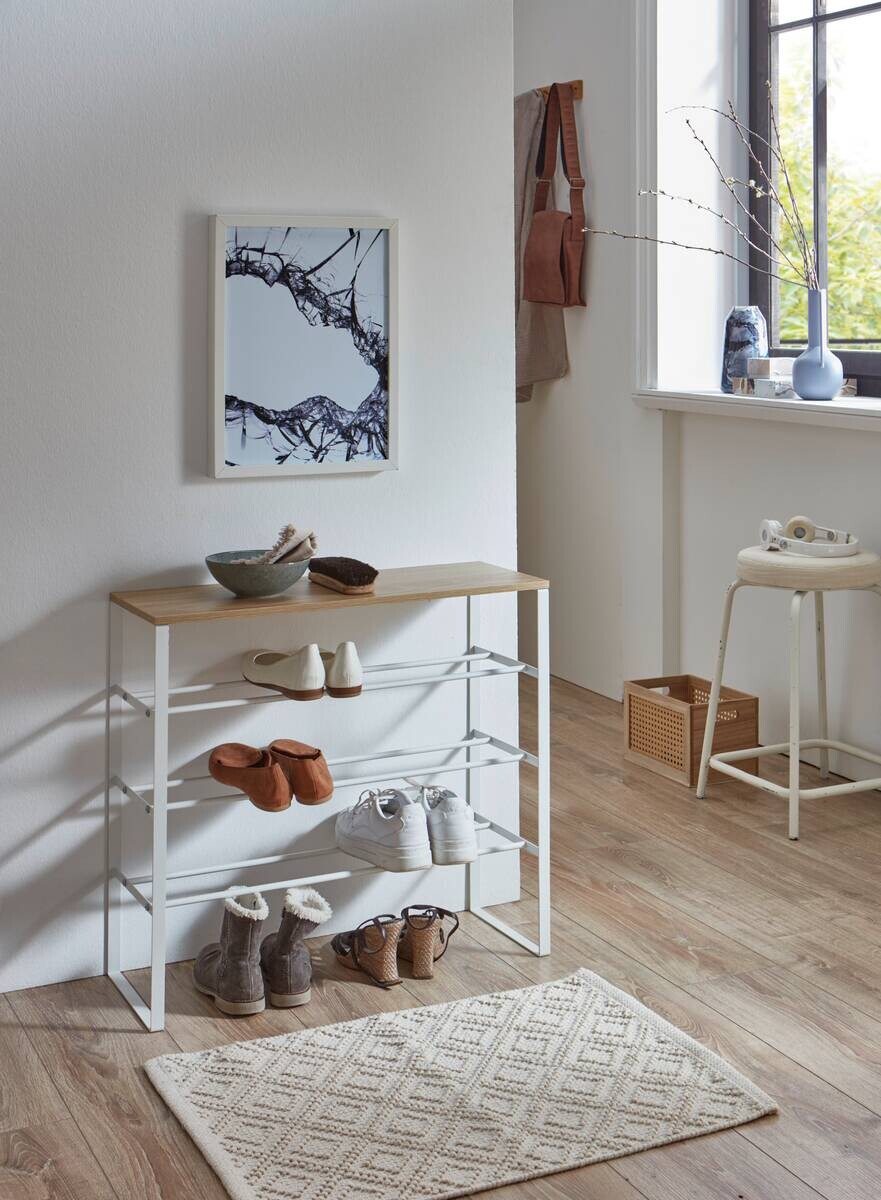 Schuhregal weiß Eiche Artisan Nachbildung B/H/T: ca. 66x61x25 cm