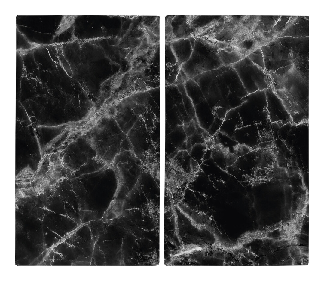 Zeller Herdabdeck-/Schneideplattenset Marmor Marmoroptik Glas B/H/L: ca. 30x0,8x52 cm