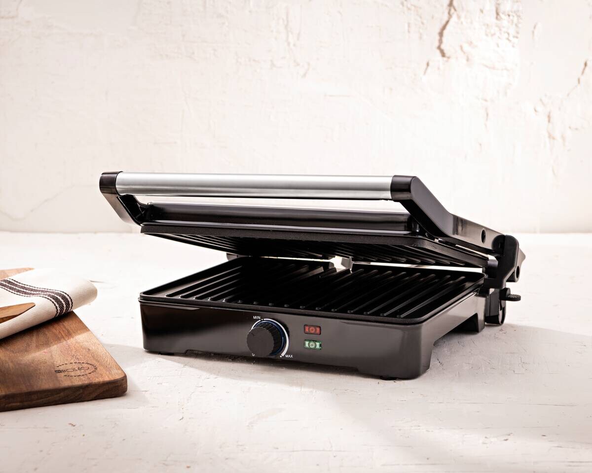 BERGNER Kontaktgrill silber B/H/L: ca. 15x37x38 cm