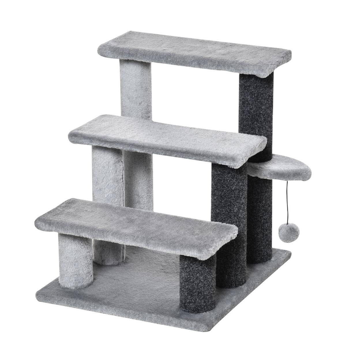 PawHut Haustiertreppe grau Polyester B/H/L: ca. 40x48x45 cm