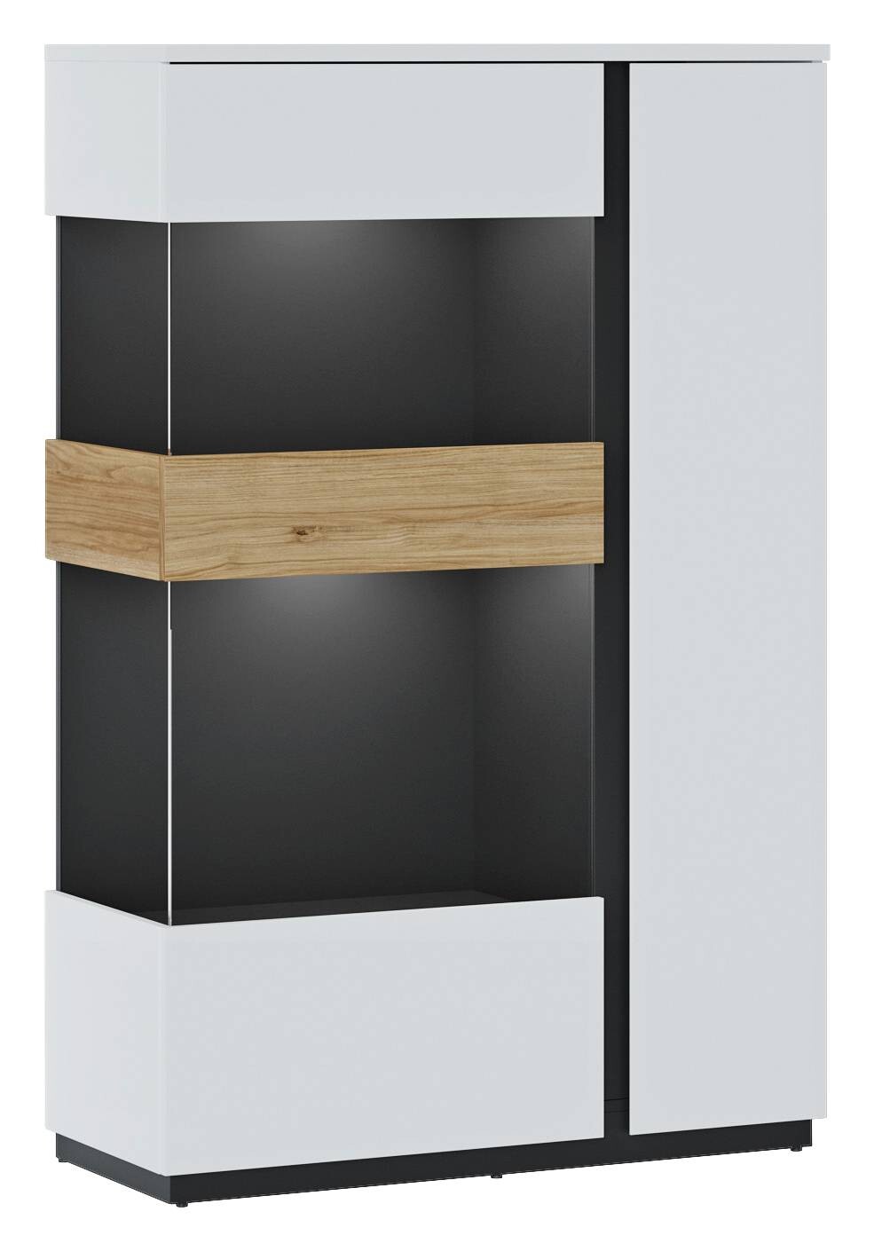 Standvitrine Novena weiß Eiche Catania Nachbildung schwarz matt B/H/T: ca. 98x150x40 cm