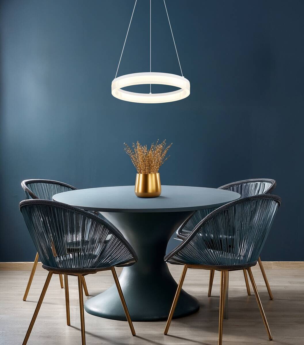 GLOBO Hängeleuchte weiß sand Metall Kunststoff H/D: ca. 150x33 cm 1.0 Brennstellen