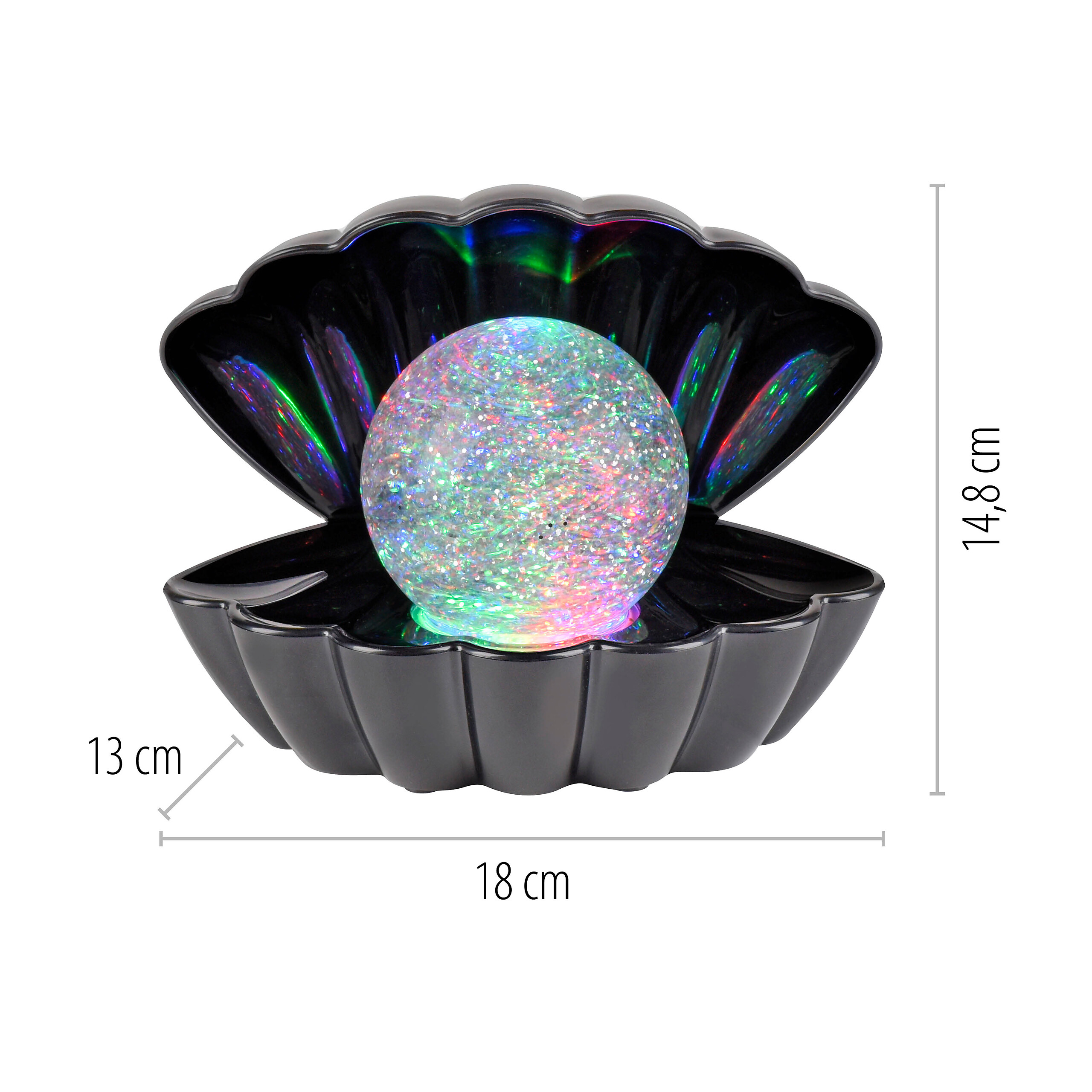 Just Light LED-Dekoleuchte Muschel schwarz Kunststoff B/H/D: ca. 18x13x14,8 cm