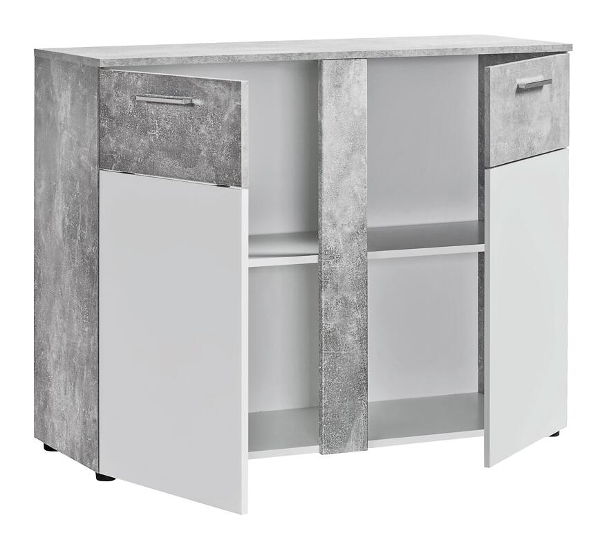 Kommode Trentino Beton Optik weiß B/H/T: ca. 100x81x40 cm
