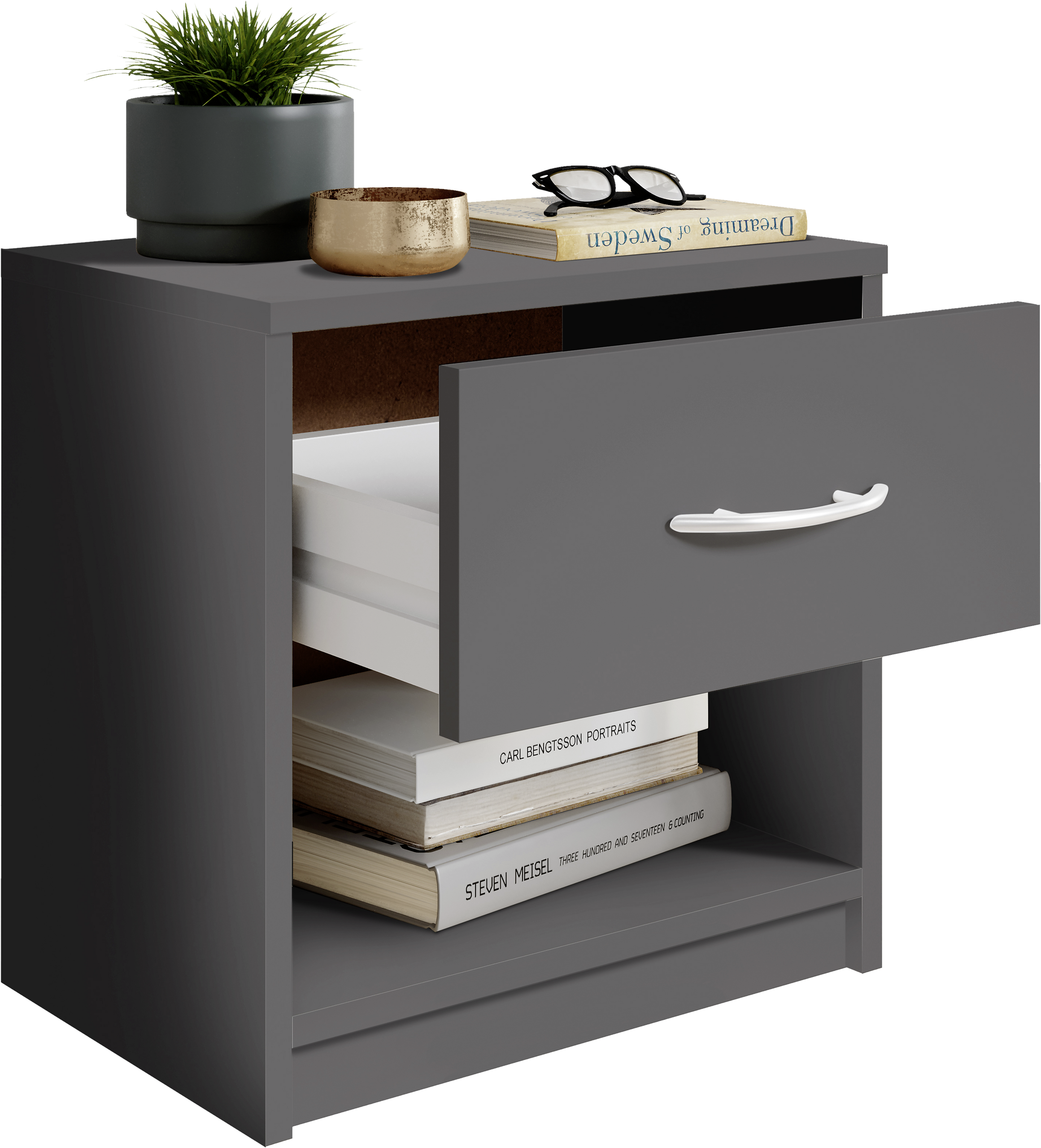 Nachtkonsole Pepe Graphit B/H/T: ca. 39x41x28 cm