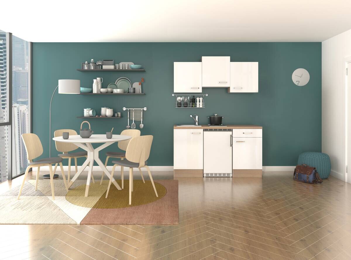 Küchenblock Valero weiß Hochglanz B/H/T: ca. 151x226x60 cm