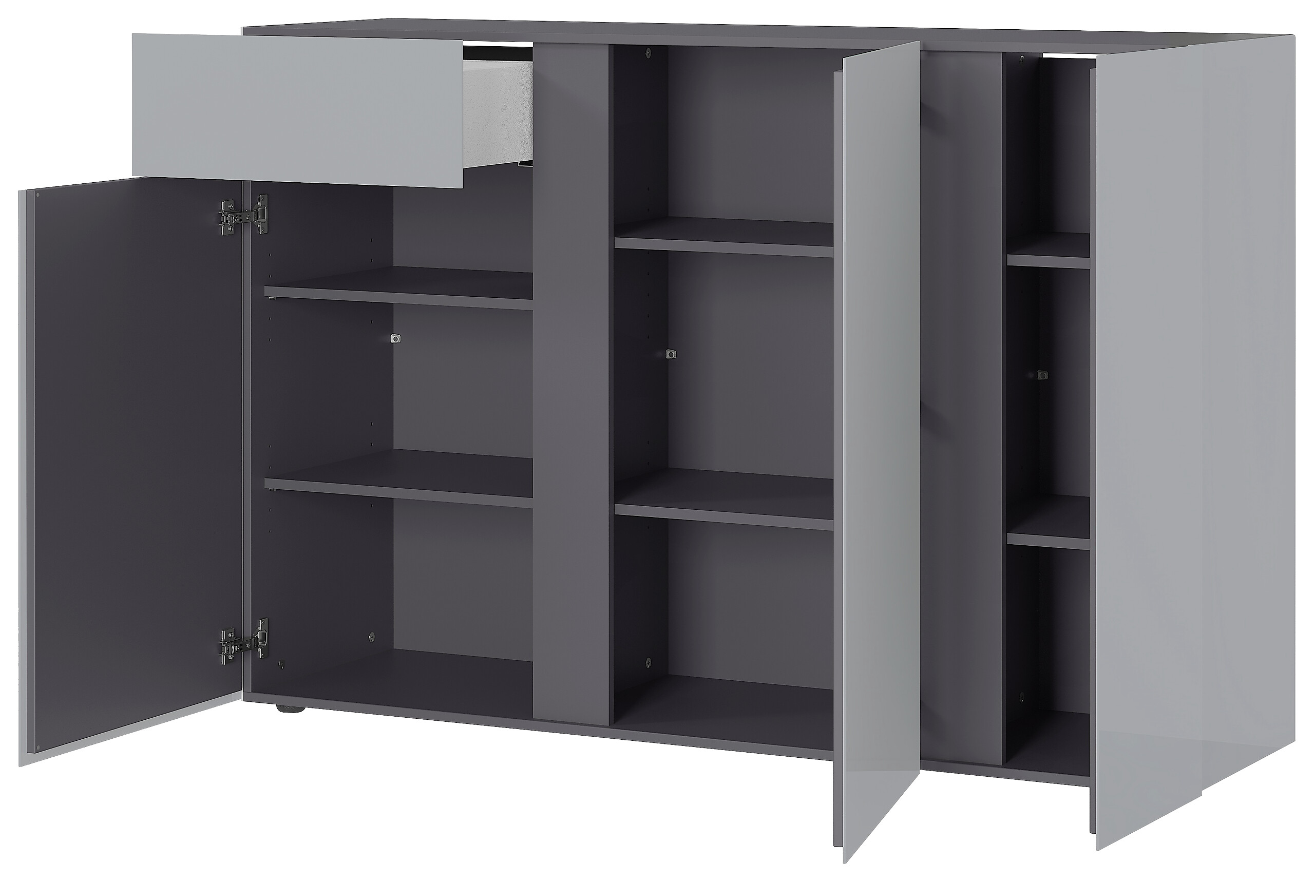 Sideboard Mesa Graphit Nachbildung Silbergrau Hochglanz B/H/T: ca. 152x103x43 cm