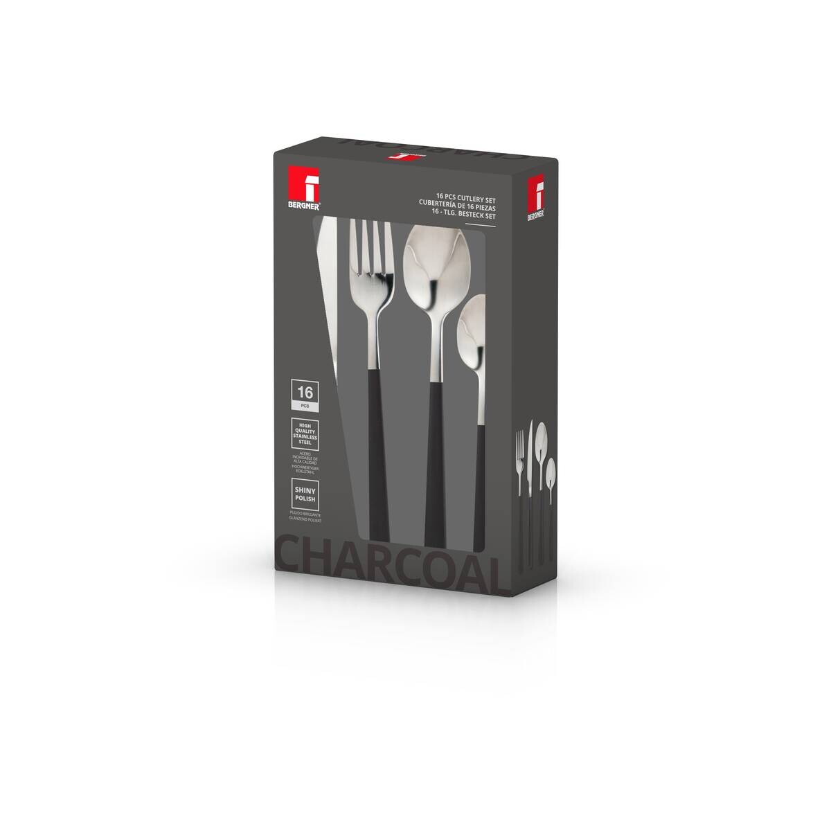 BERGNER Besteckset CHARCOAL silber Edelstahl 16 tlg.