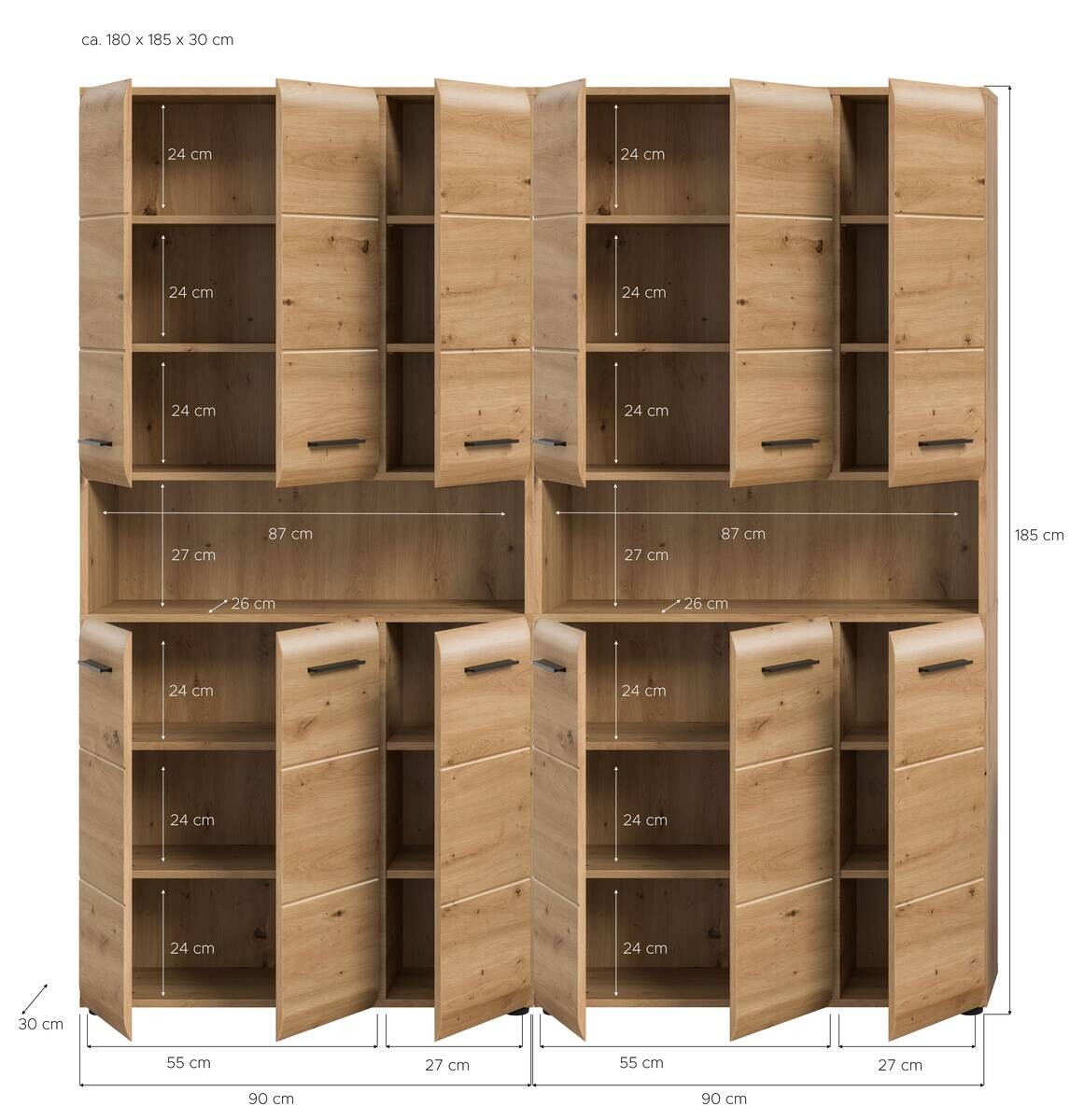 Badezimmer-Set Ice Artisan Oak Nachbildung B/H/T: ca. 180x185x30 cm