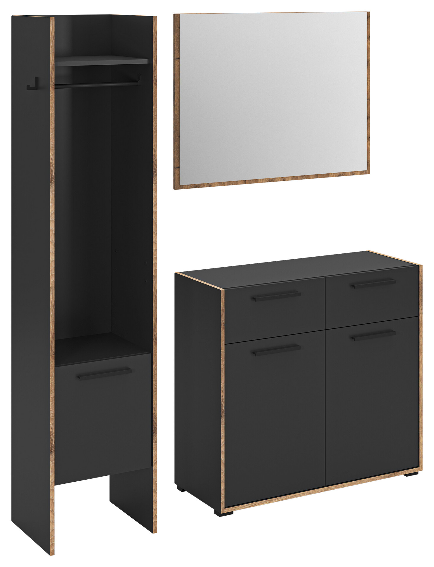 Garderobe Bueno Basalt Nox Oak Nachbildung B/H/T: ca. 152x189x37 cm