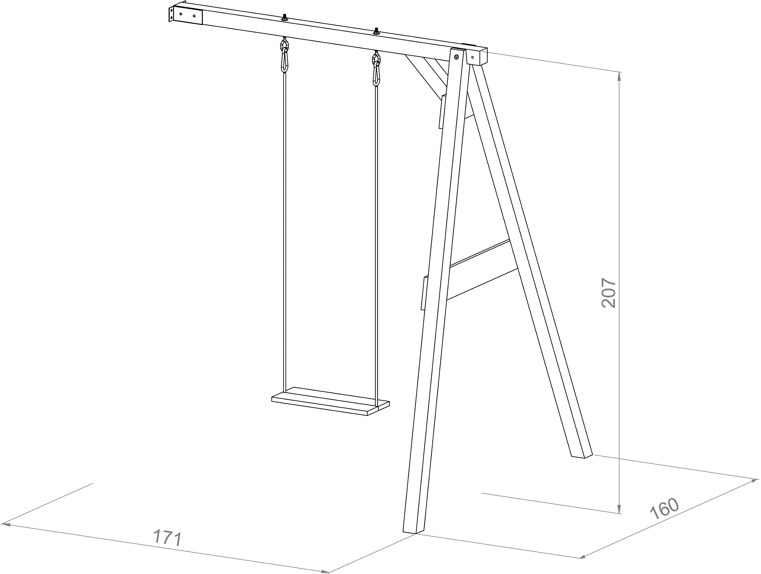 AXI Einzel-Anbauschaukel braun B/H/T: ca. 171x215x160 cm