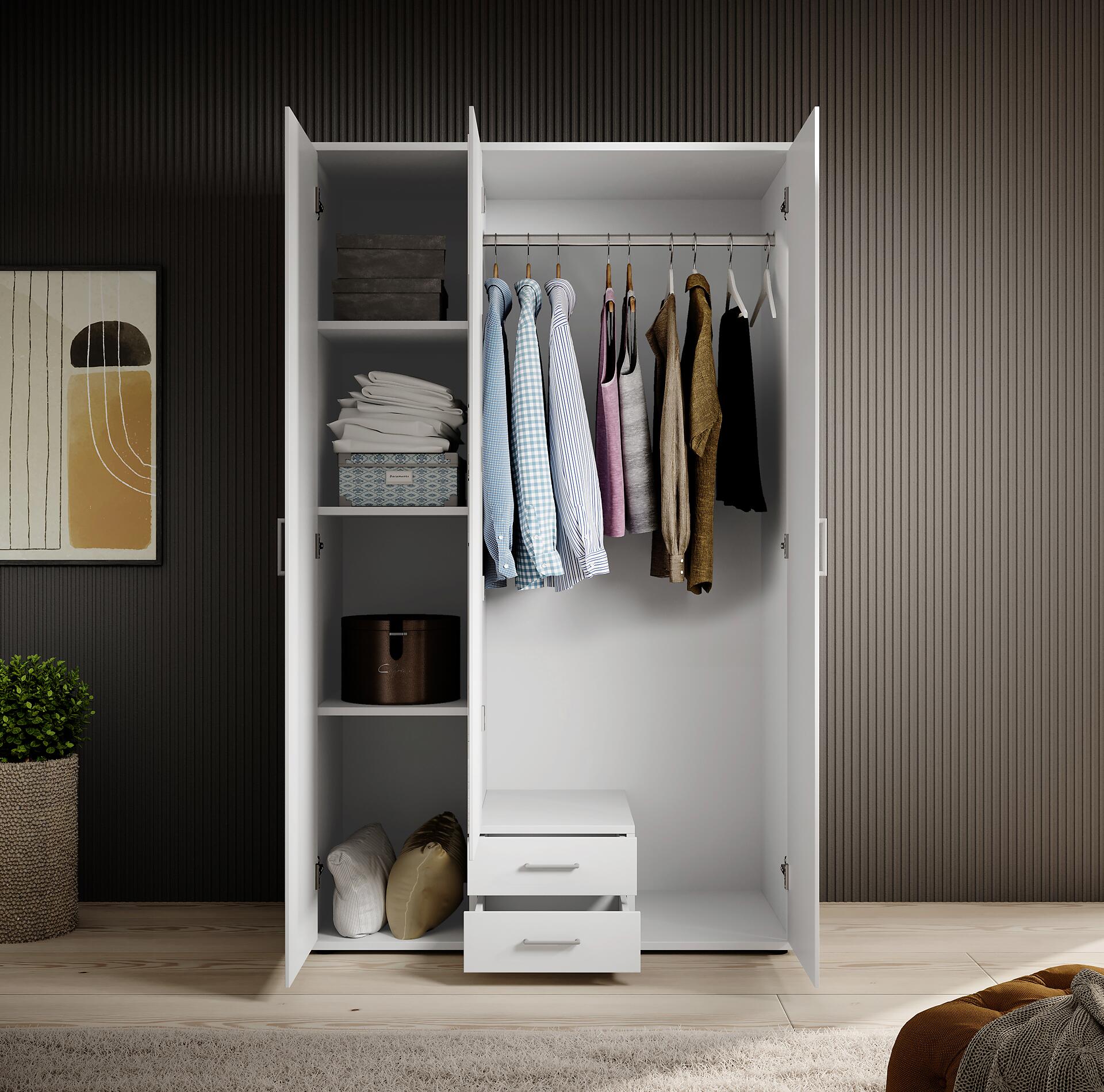 Kleiderschrank Paul weiß B/H/T: ca. 120x195x55 cm