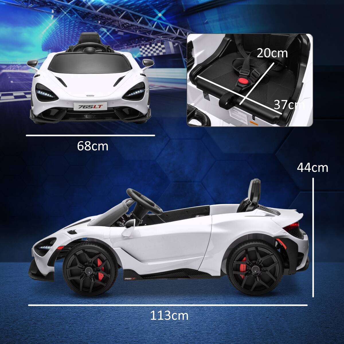 AIYAPLAY Kinder Elektroauto weiß B/H/L: ca. 68x44x113 cm