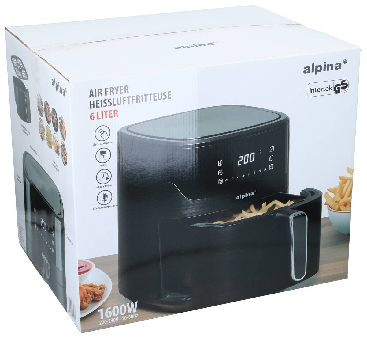 alpina Heißluftfritteuse 871125227218 schwarz Kunststoff B/H/L: ca. 33,4x36,5x43,4 cm ca. 6 l