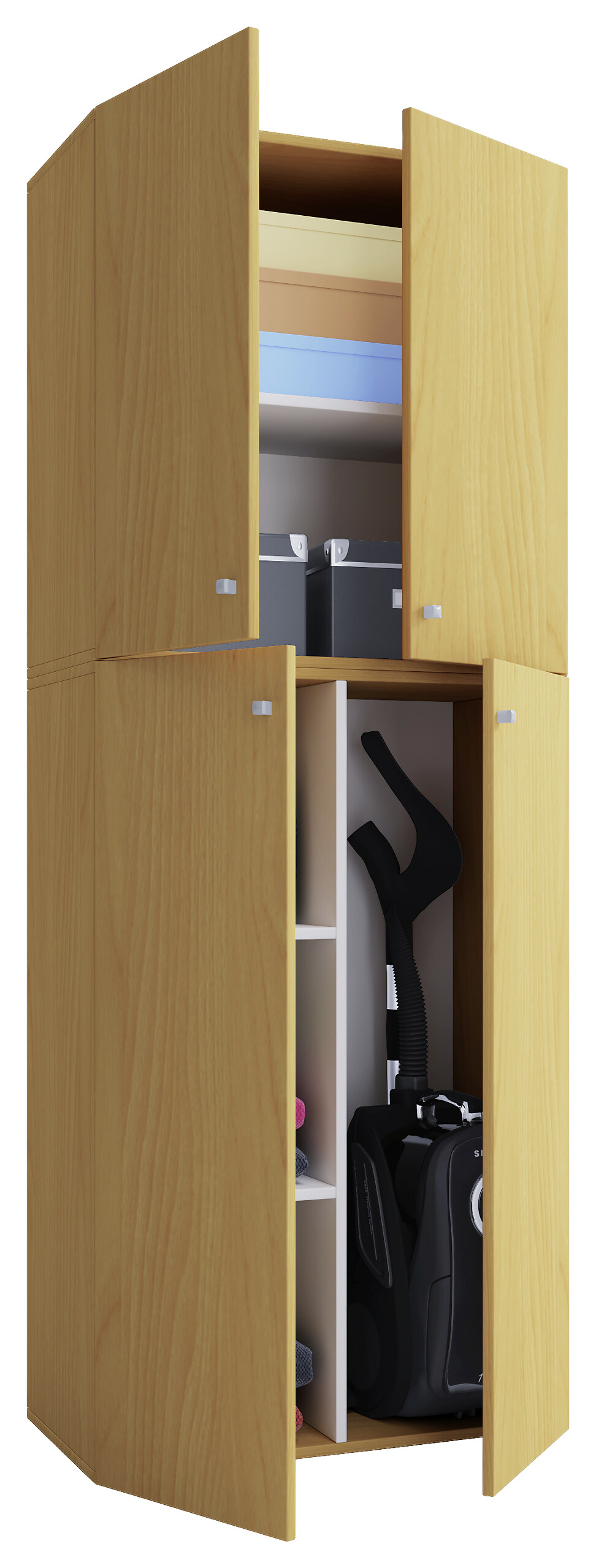 Putzschrank Lona XXL Putzschrank buche Nachbildung weiß B/H/T: ca. 70x182x39 cm